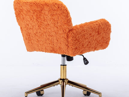 Office Chair, Artificial Rabbit Hair Home Office Chair With Metal Base, Adjustable Desk Chair Swivel Office Chair, Vanity Chair