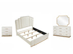 Beige / 4 Pc. Bed, Nightstand, Dresser, Mirror / Queen