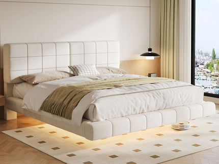 Floating Bed With Light, Soft Touch Surface