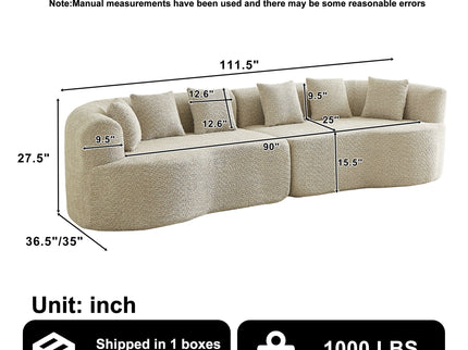 Curved Sectional Sofa With 6 Pillows
