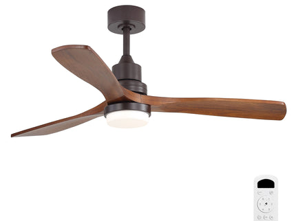 52" Ceiling Fan With LED Light, 3 Adjustable Color Temperatures, Reversible DC Motor For Living Room & Bedroom - Coffee