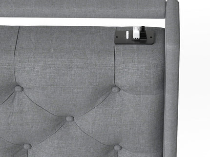 Platform Bed Frame With RGB LED Lights, Charging Station, Storage Headboard & 4 Underbed Drawers