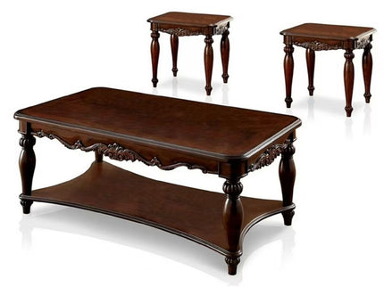 3 Piece Coffee Table With Open Shelf - Cherry