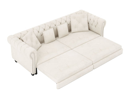 3 In 1 Convertible Sleeper Sofa Bed With Movable Ottoman