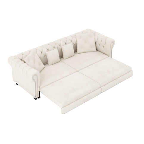 3 In 1 Pull Out Convertible Sleeper Sofa Bed, King Size, Chaise Lounge
