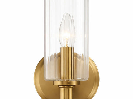 Jardin - Single Light Wall Sconce With Clear Ribbed Satin - Clear / Gold