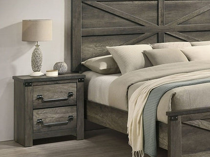 Nightstand, 2 Drawer Storage - Gray