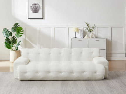 Cloud Series Minimalist Button Tufted Square Arm 3 Seater Sofa