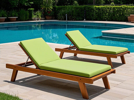 2 Piece Outdoor Chaise Lounge Chair Cushion Set With Pillow, Replacement Patio Seat Cushions - Apple Green