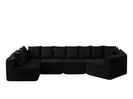 L - Shaped Modular Sofa With Deep Seat And 11 Pillows