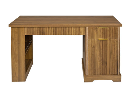 Modern Fluted Office Desk With Storage Cabinet