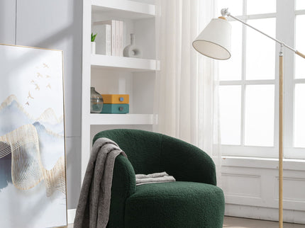 Teddy Fabric Swivel Accent Armchair Barrel Chair With Powder Coating Metal Ring
