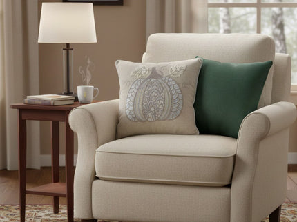 Lace Embroidered Pumpkin Throw Pillow - Natural