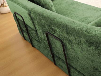 3 Seater Sofa With Built In Pet Bed Nook, Curved Design And 2 Throw Pillows