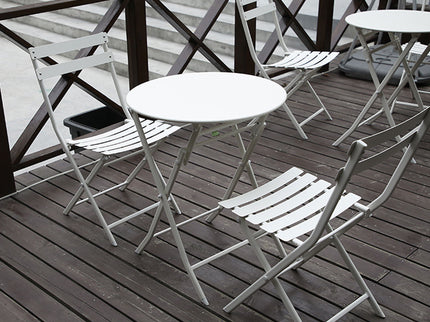 3 Piece Patio Bistro Set Of Foldable Round Table And Chairs
