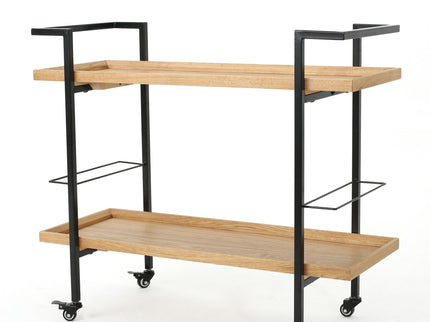 Modern Industrial Bar Cart With Shelving And Casters