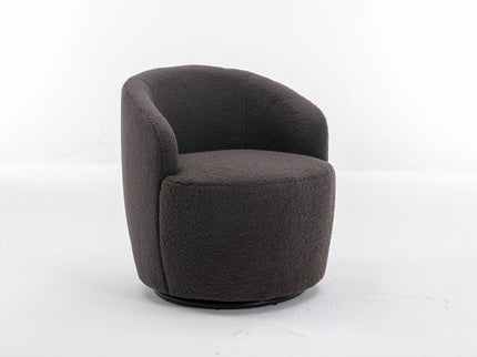 Teddy Fabric Swivel Accent Armchair Barrel Chair With Powder Coating Metal Ring