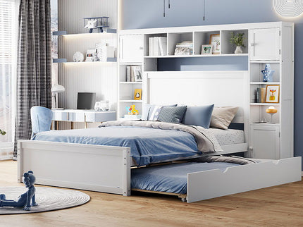 Bed With All In One Cabinet, Shelf And Sockets, Trundle