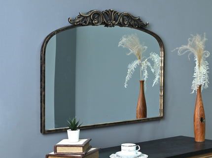 Handmade Arched Mirror, Ornate Baroque For Entryway - Antique Bronze