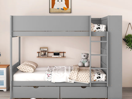 Bunk Bed With 2 Drawers And Multi Layer Cabinet