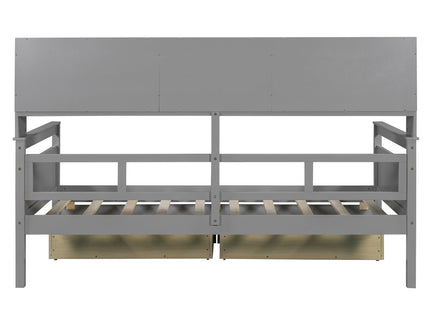 Daybed, Slat Support, With Bedside Shelves And 2 Drawers
