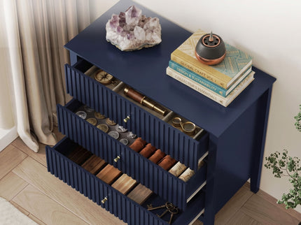 Fluted 3 Drawer Nightstand With Soft Close Slides