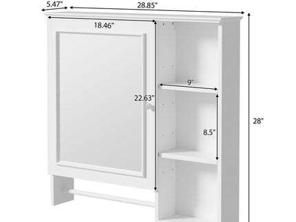 Wall Mounted Bathroom Storage Cabinet, Medicine Cabinets With Large Mirror Door, Adjustable Shelves And Three Open Storage Levels(Not Include Bathroom Vanity)