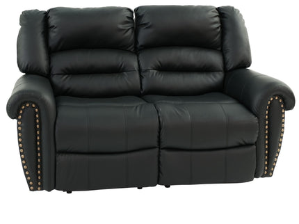 Plush Relax Power Reclining Loveseat 2 Seat Couch With USB Charging Armrest Cushion Living Room Furniture - Black