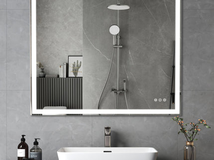 LED Bathroom Vanity Mirror Wall Mounted Adjustable / Warm / Natural Lights Anti-Fog Touch Switch With Memory Modern Smart Large Bathroom Mirrors
