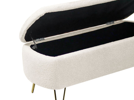 Storage Ottoman Bench For End Of Bed Legs, Modern Camel Faux Fur Entryway Bench Upholstered Padded With Storage For Living Room Bedroom