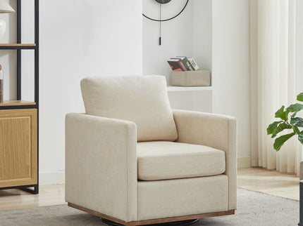 Modern Square Upholstered Swivel Accent Chair With Metal Base
