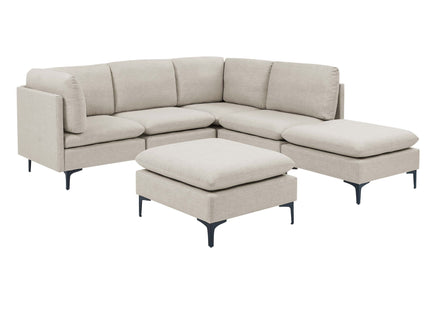 Upholstered Modular Sectional With Medium Firm Seat Cushion - Almond
