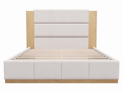 Modern Upholstered Platform Bed With Extended Headboard