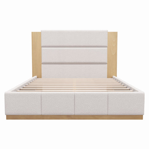 Modern Upholstered Platform Bed With Extended Headboard