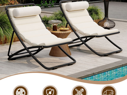 Outdoor Folding Chair With Adjustable Backrest (Set of 2)