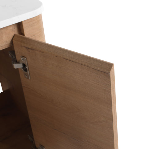 Wall Mounted Bathroom Vanity With Art Sink, 2 Storage Shelves, Soft Close Door