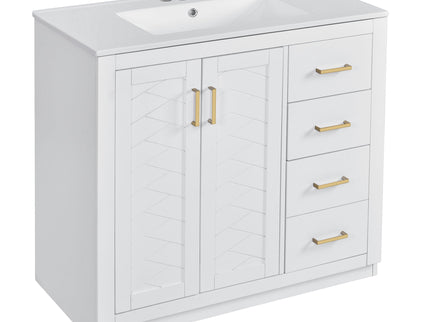 Bathroom Vanity With Sink Combo, Storage Cabinet, Freestanding Set With 3 Drawers & Soft Closing Doors