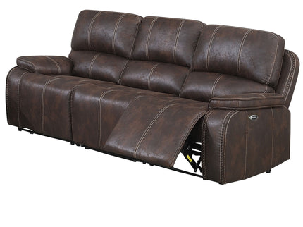 Power Reclining Sofa With Built In USB Port - Chocolate