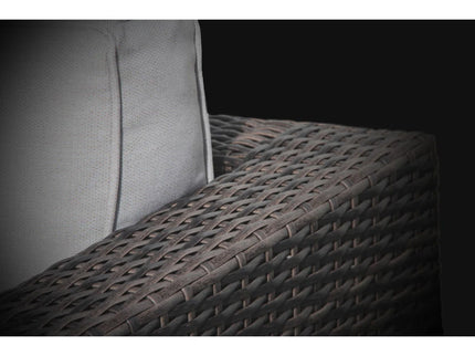 Rattan Wicker Patio Set With Cushions And Concrete Fire Pit