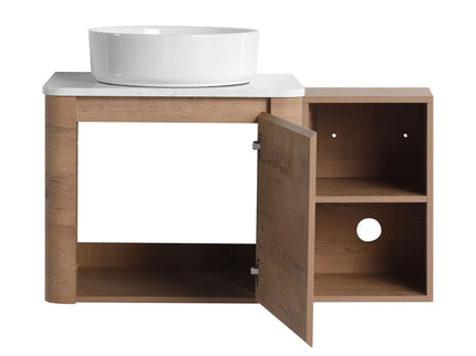 Wall Mounted Bathroom Vanity With Art Sink, 1 Storage Shelf, 2 Soft Close Doors