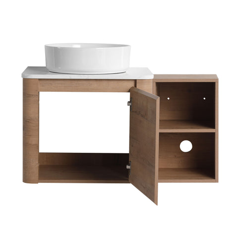 Wall Mounted Bathroom Vanity With Art Sink, 1 Storage Shelf, 2 Soft Close Doors