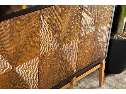 Capri - 4 Door Accent Cabinet - Brown / Gold