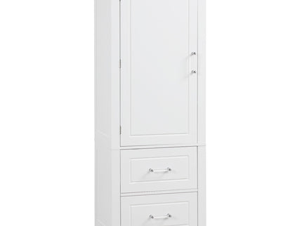 Tall Freestanding Bathroom Storage Cabinet With 2 Drawers And Adjustable Shelf