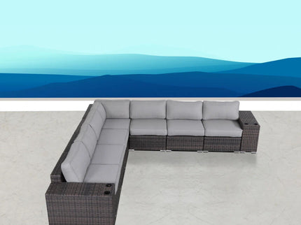 Modern Rattan Wicker Seating Group With Cushions
