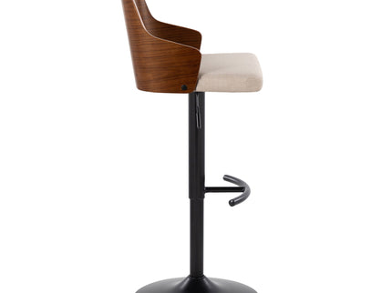 Ariana - Mid Century Modern Adjustable Barstool Stool With Swivel With Rounded T Footrest (Set of 2)