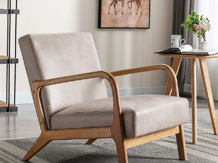 Classic Mid-Century Modern Accent Chairs, Open Framed Armchair With Cushioning