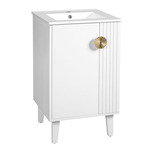 Bathroom Vanity With Sink, Soft-Close Door, Half-Moon Pulls