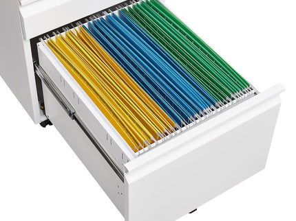 Contemporary 3 Drawer Mobile Filing Cabinet With Lock, Metal Office Storage For Legal / Letter Size