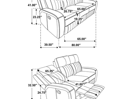 Forrest - 2 Piece Motion Reclining Sofa Set - Gray