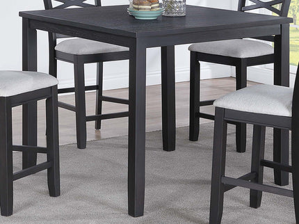 Dining Table Set With 4 Cross Back Chairs, Upholstered Cushions - Charcoal